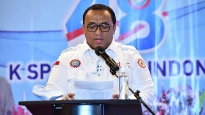 Presiden Konfederasi Serikat Pekerja Seluruh Indonesia (KSPSI) Andi Gani Nena Wea.